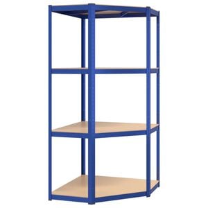 vidaXL Hoekrek 4-laags staal en bewerkt hout blauw