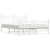 vidaXL Bedframe met hoofd- en voeteneinde metaal wit 183x213 cm