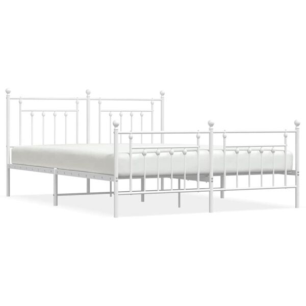 vidaXL Bedframe met hoofd- en voeteneinde metaal wit 183x213 cm