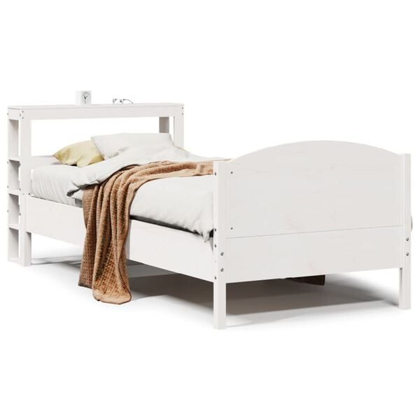 vidaXL Bedframe zonder matras massief grenenhout wit 90x190 cm