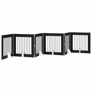 vidaXL Opvouwbaar hondenhek met standaards 6 pcs Zwart eiken 482 cm