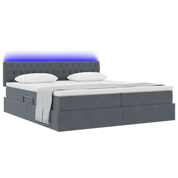 vidaXL Bed met LED-striplichten Donkergrijs 180 x 200 cm Fluweel