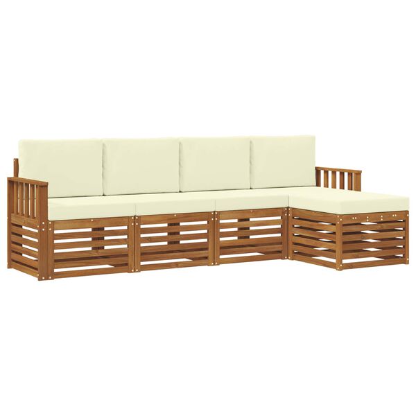 vidaXL Sofa-Sets 5 pcs Natuurlijk en Cr&egrave;me Massief Acaciahout
