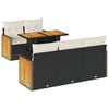 vidaXL 6-delige Loungeset met kussens poly rattan acacia zwart