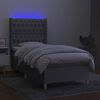 vidaXL Boxspring met matras en LED stof lichtgrijs 80x200 cm