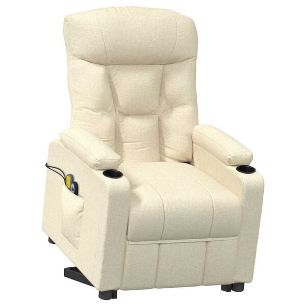 vidaXL Sta-op-massagestoel stof crèmekleurig