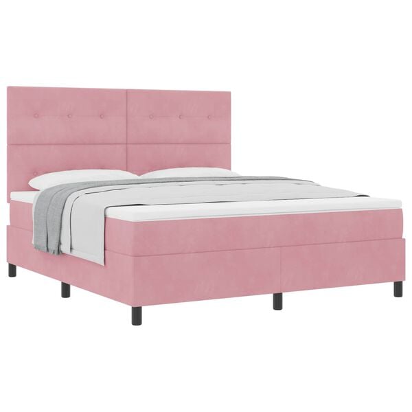 vidaXL Boxspringbed met matras met hoofdeinde Roze 180 x 200 cm Stof