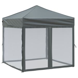 vidaXL Partytent inklapbaar met zijwanden 2x2 m antracietkleurig