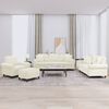 vidaXL 4-delige Loungeset met kussens fluweel cr&egrave;mekleurig