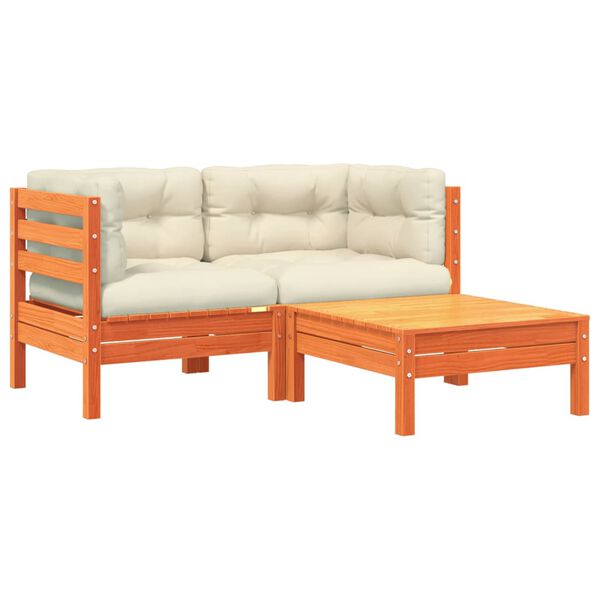 vidaXL Tuinbank 2-zits met kussens en voetenbank