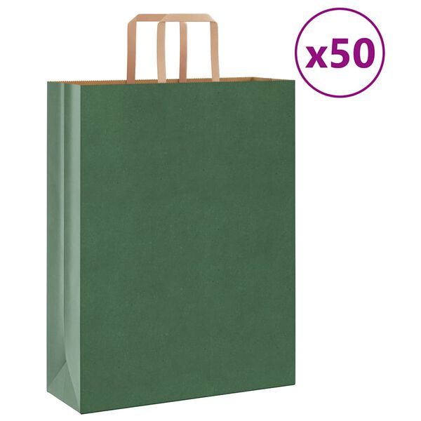 vidaXL Papieren zakken 50 st met hengsels 32x12x42 cm groen