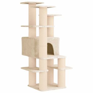 vidaXL Kattenboom met sisal krabpalen Cr&egrave;mekleurig 161 cm