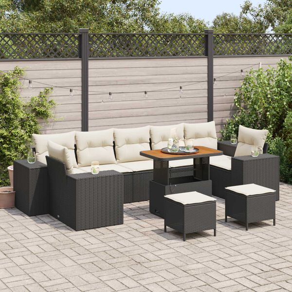 vidaXL Tuin Sofa Set 10 pcs Zwart poly rattan
