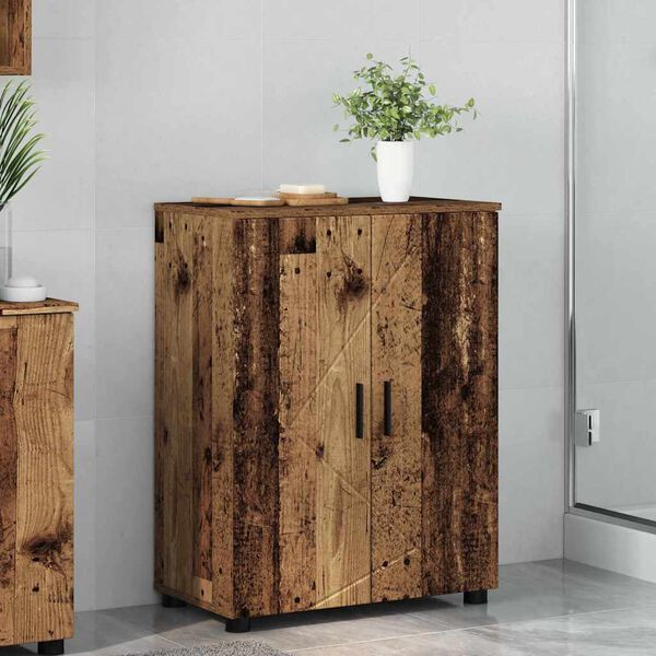vidaXL Badkamer Kast Oud Hout 60 x 35 x 80 cm Bewerkt hout & Metaal