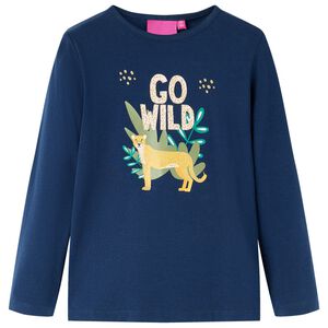 Kindershirt met lange mouwen 128 marineblauw