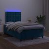 vidaXL Boxspring met matras en LED fluweel donkerblauw 120x200 cm
