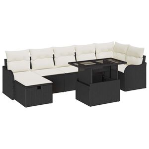vidaXL Tuin Sofa Set met kussen met opslag 8 pcs Zwart Poly riet