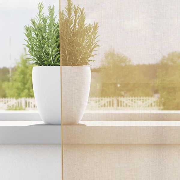 vidaXL Gordijnen Voile met doorvoertules 2 st zand