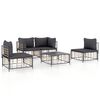vidaXL 5-delige Loungeset met kussens poly rattan antracietkleurig
