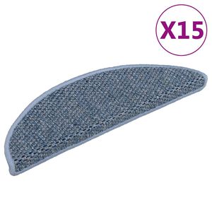 vidaXL Trapmatten zelfklevend 15 st sisal-look 56x17x3 cm blauw