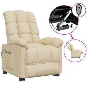 vidaXL Massagestoel elektrisch stof cr&egrave;mekleurig
