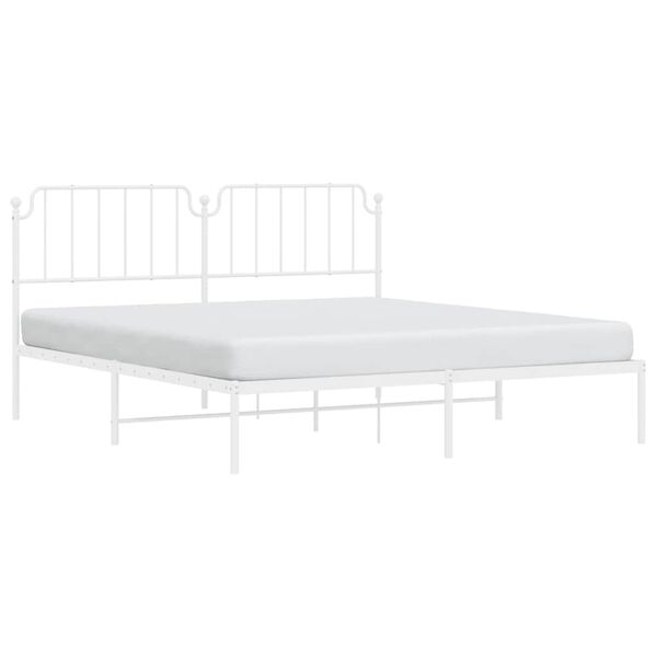 vidaXL Bedframe met hoofdbord metaal wit 183x213 cm