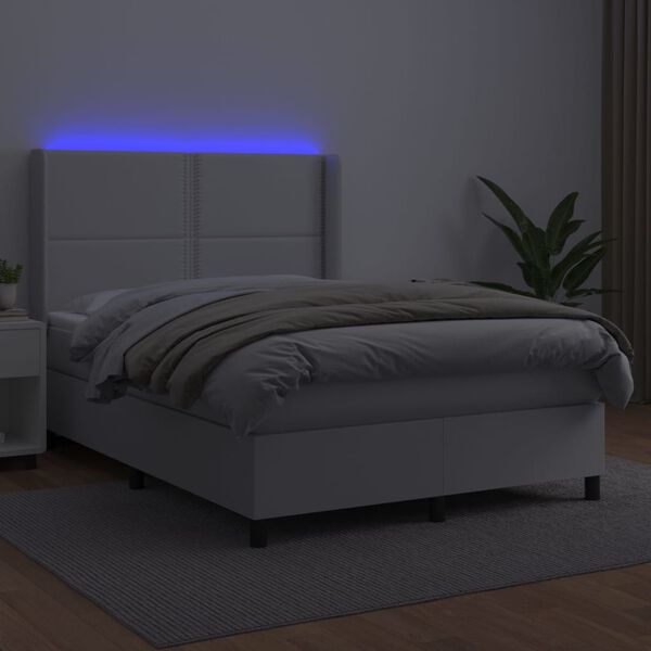 vidaXL Boxspring met matras en LED kunstleer zwart 140x190 cm