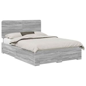 vidaXL Bedframe met hoofdeinde Grijs Sonoma 140 x 200 cm Bewerkt hout