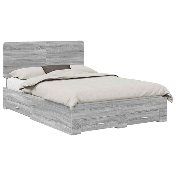 vidaXL Bedframe met hoofdeinde Grijs Sonoma 140 x 200 cm Bewerkt hout