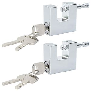 vidaXL Hangslot 2 pcs Zilver 5 x 1,9 x 4,5 cm IJzer