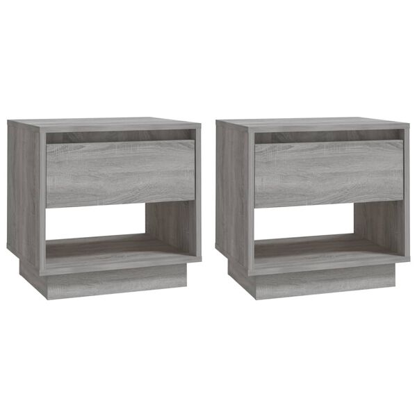 vidaXL Nachtkastjes 2 st 45x34x44 cm bewerkt hout grijs sonoma eiken