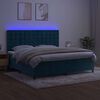vidaXL Boxspring met matras en LED fluweel donkerblauw 200x200 cm