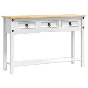 vidaXL Bijzettafel Corona Wit 114 x 34,5 x 73 cm Massief grenenhout