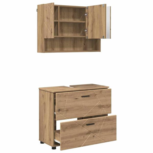 vidaXL Badkamermeubelset 2 pcs Artisan Eiken Geperst Hout en Metaal