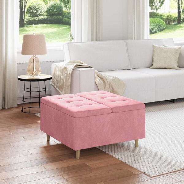 vidaXL Knopkruk met kussen Roze 80 x 80 x 45 cm Fluweel