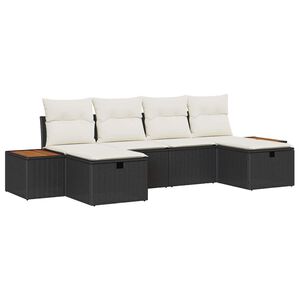 vidaXL Tuin Sofa Set met kussen 6 pcs Zwart 55 x 62 x 69 cm Poly riet