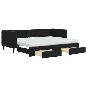 vidaXL Slaapbank met onderschuifbed en lades 80x200 cm fluweel zwart
