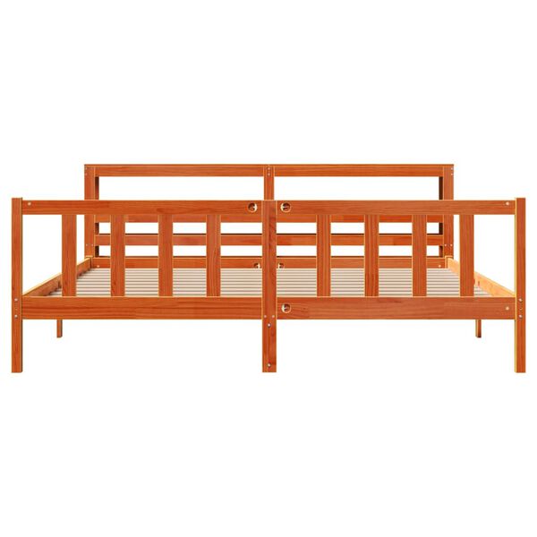 vidaXL Bedframe met hoofdbord massief grenenhout wasbruin 180x200 cm