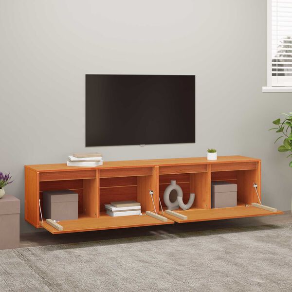 vidaXL Wandkast 2 pcs Wasbruin 80 x 30 x 35 cm Massief grenenhout