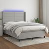 vidaXL Boxspring met matras en LED stof lichtgrijs 140x190 cm