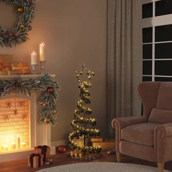 vidaXL LED-kerstboom met kerstballen 80 LEDs warm wit 120 cm