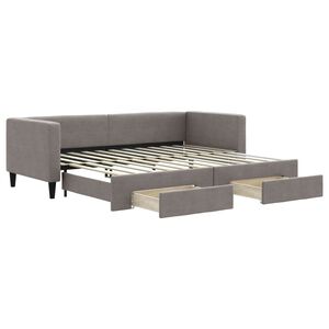 vidaXL Slaapbank met onderschuifbed en lades 80x200 cm stof taupe