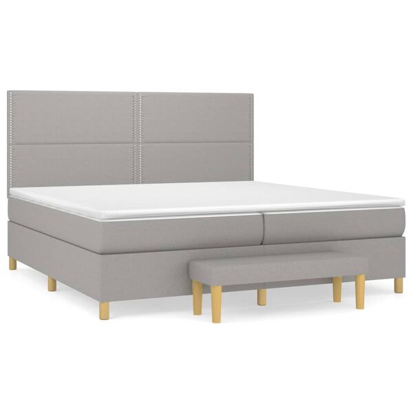 vidaXL Boxspring met matras stof lichtgrijs 200x200 cm