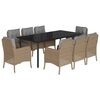 vidaXL 9-delige Tuinset met kussens poly rattan beige