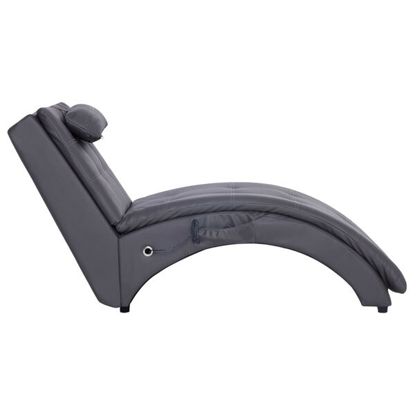 vidaXL Massage chaise longue met kussen kunstleer grijs