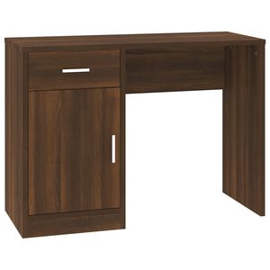 vidaXL Bureau met kast en lade 100x40x73 cm bewerkt hout bruineiken