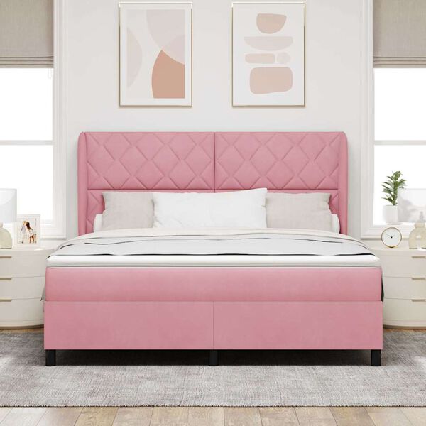vidaXL Boxspringbed met matras Roze 200 x 180 cm Polyester