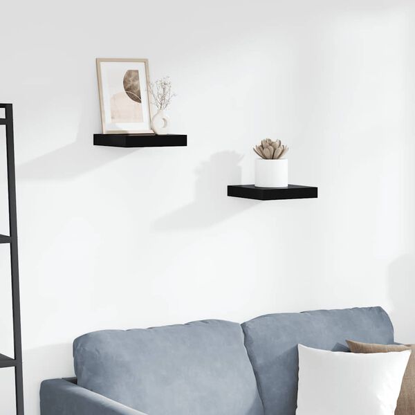 vidaXL Wandschappen zwevend 2 st 23x23,5x3,8 cm MDF hoogglans zwart
