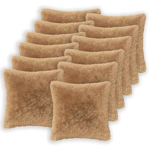 vidaXL Kussen met kussen HEERLEN 12 st Taupe PV Fleece