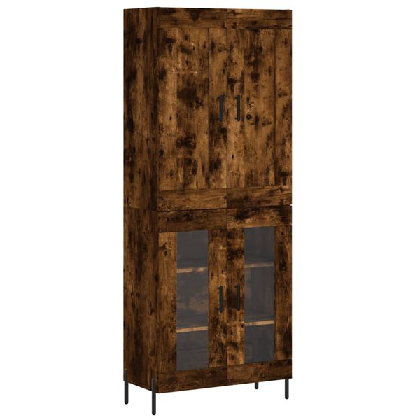 vidaXL Hoge kast 69,5x34x180 cm bewerkt hout gerookt eikenkleurig